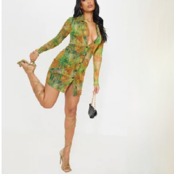 green snake print shirt dress Lime Green Snake Dress